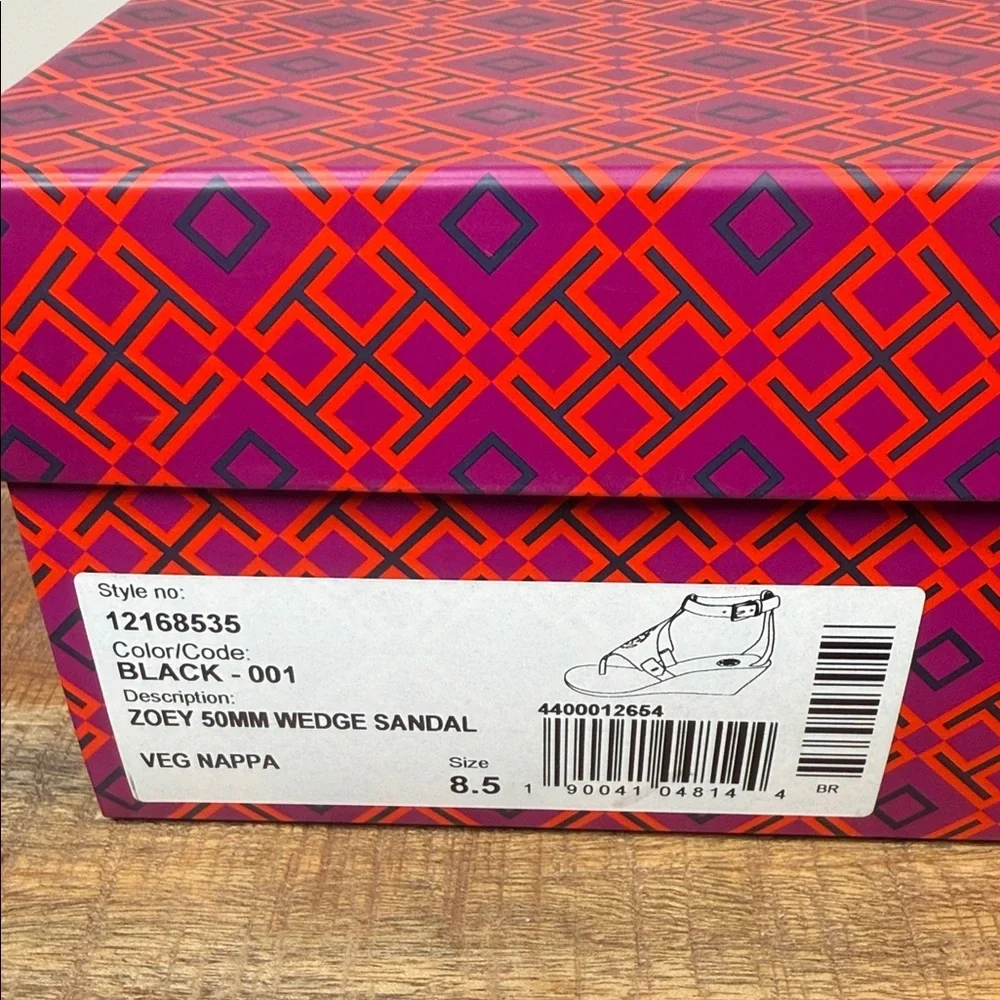 Tory Burch Black Wedge Sandals, Women’s 8.5 - Picture 8 of 9